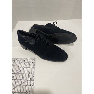 Stuart‎ Weitzman Women's Black Lace-up Shoes Block Heel Fabric Gore-Tex Size 9 B